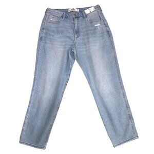 Hollister Jeans Size 11R Curvy High Rise Mom Blue Light Wash 30x27 Casual NEW